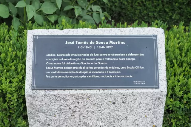 Busto de Dr. Sousa Martins - Placa de Identificação (foto de 2021)